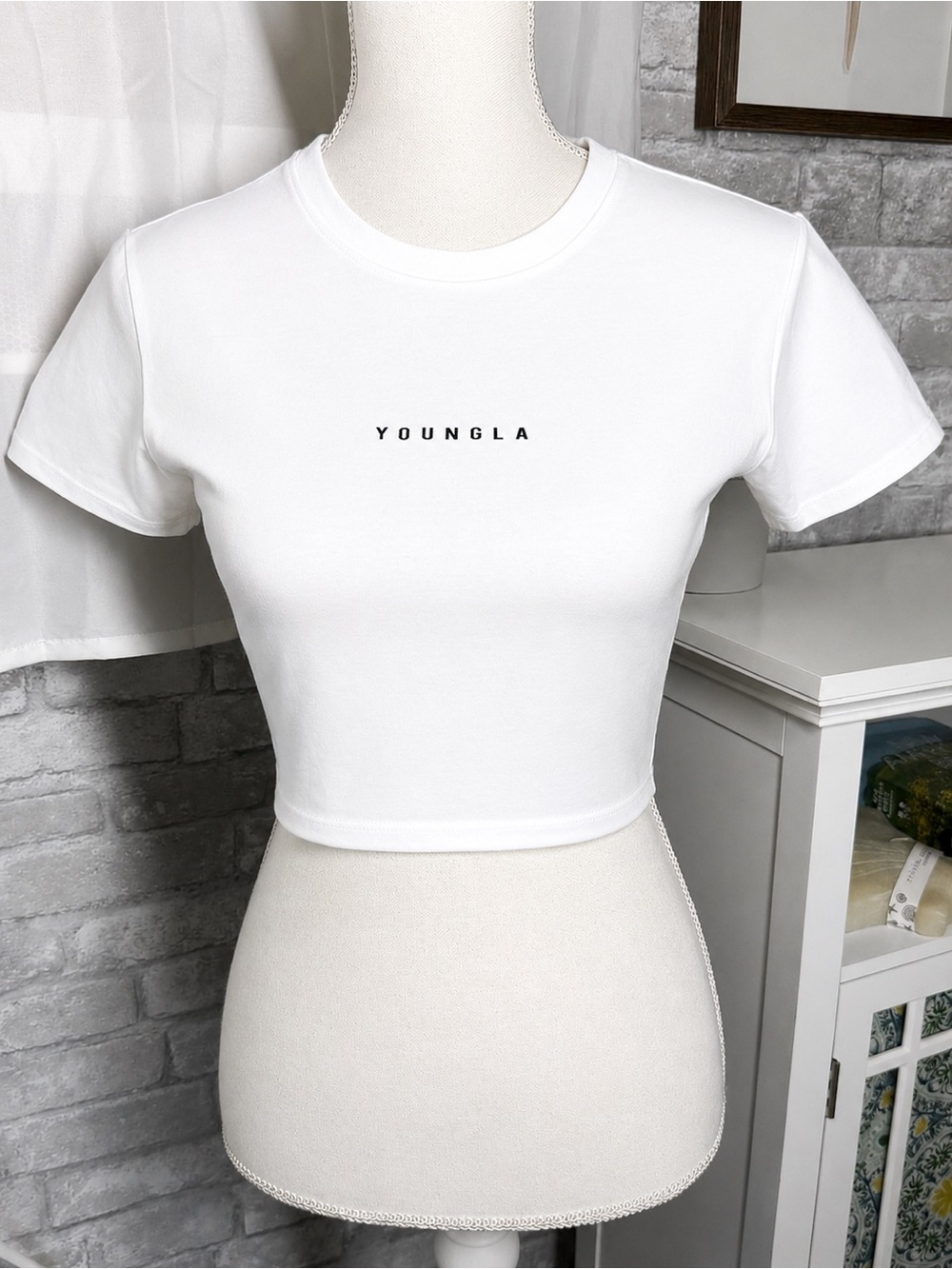 YoungLA White Short Sleeve Cropped Tee